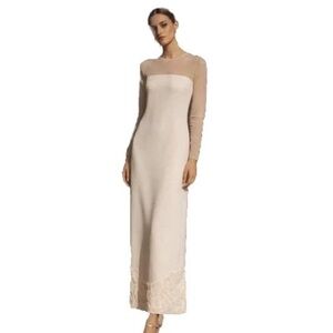 Antonio Melani x Elizabeth Damrich Dress 14 NWT PEARL Mesh Crepe Soutache Long